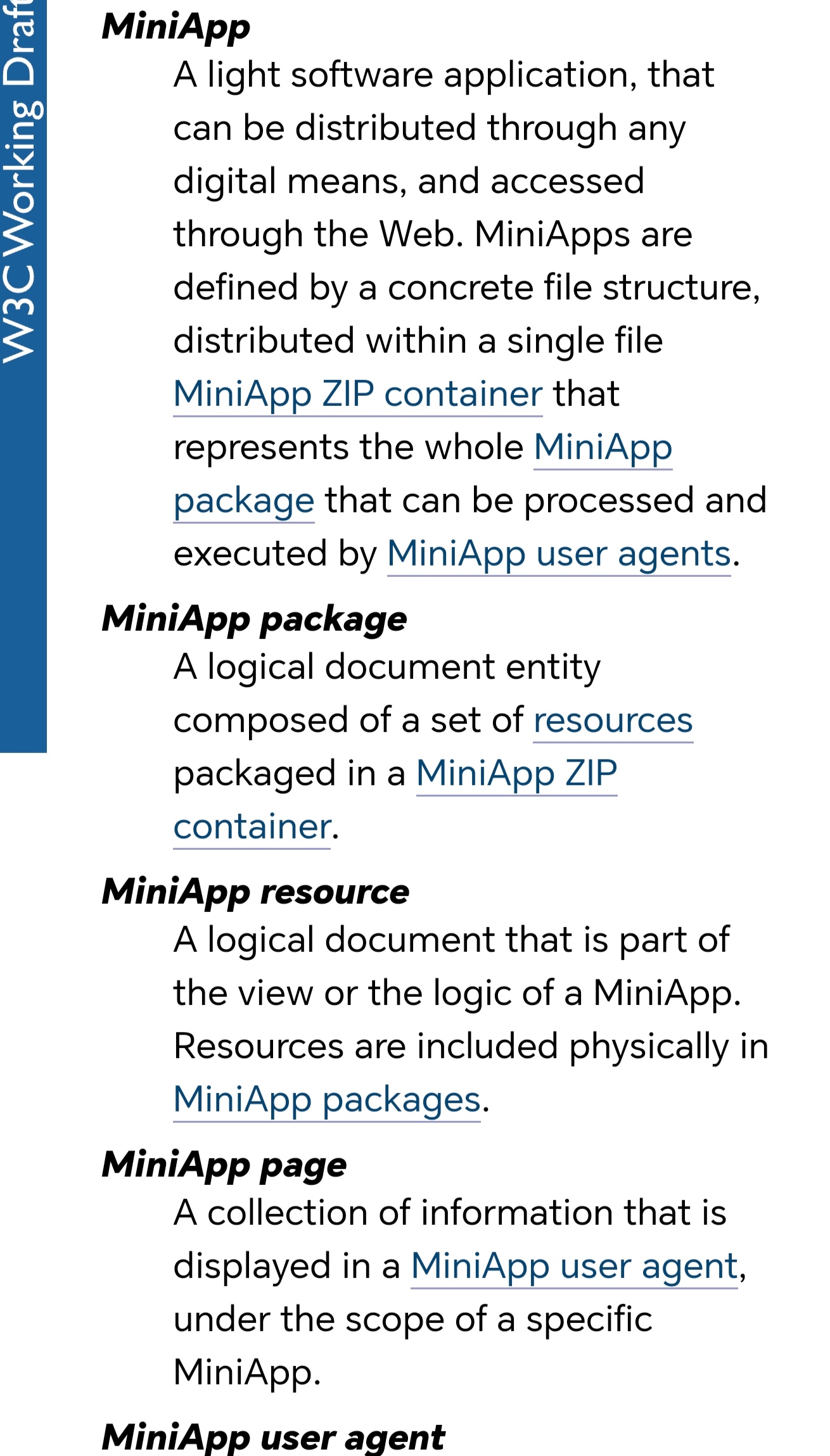 Section in the specifications with definitions