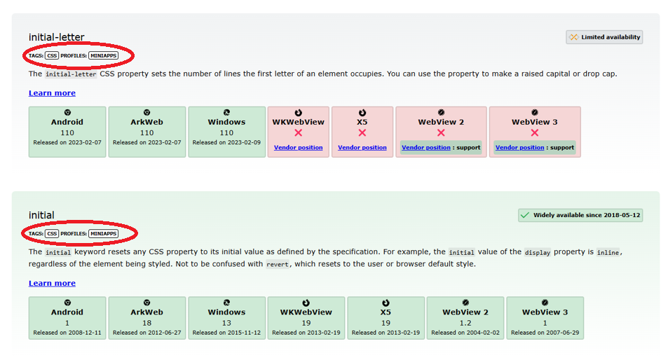 Baseline project screenshot with adaptations in groups like MiniApps